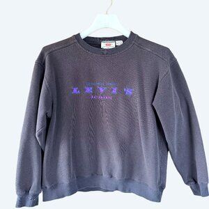 Vintage Levi's Embroidered Crewneck Sweatshirt 90s Cropped Purple Logo Streetwea
